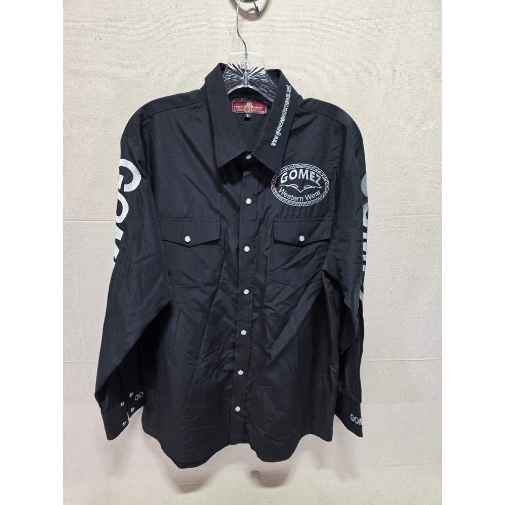 Texas Country Gomez Western Wear Black Pearl Snap Shirt Mens Large Logo Graphic
